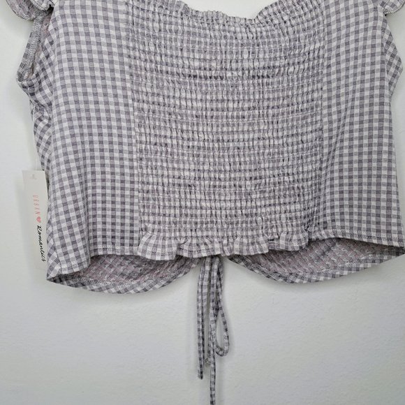 Urban Romantics Juniors Plaid Crop Tops Gray/White Size L NWT - Picture 12 of 12
